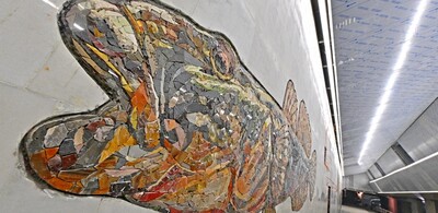 На станции БКЛ метро «Нагатинский Затон» завершается монтаж мозаичных панно